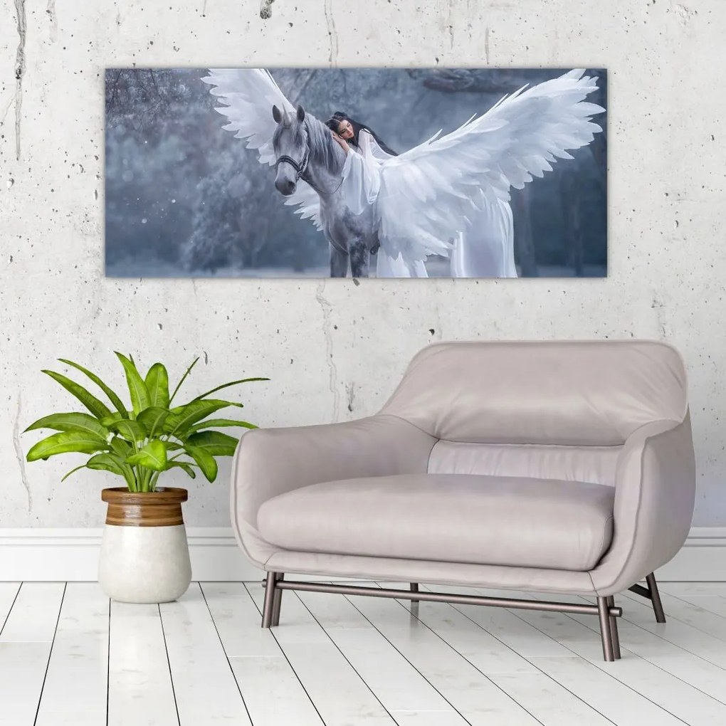 Tablou - Fata și unicorn (120x50 cm)