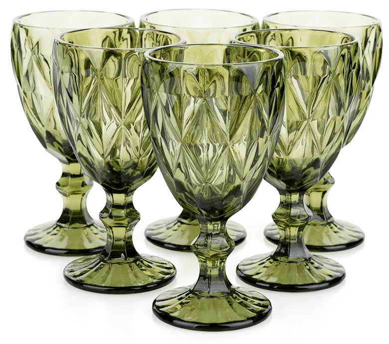 Set de pahare de vin, 6buc, 300 ml, verde, BAROLO TYPE 3