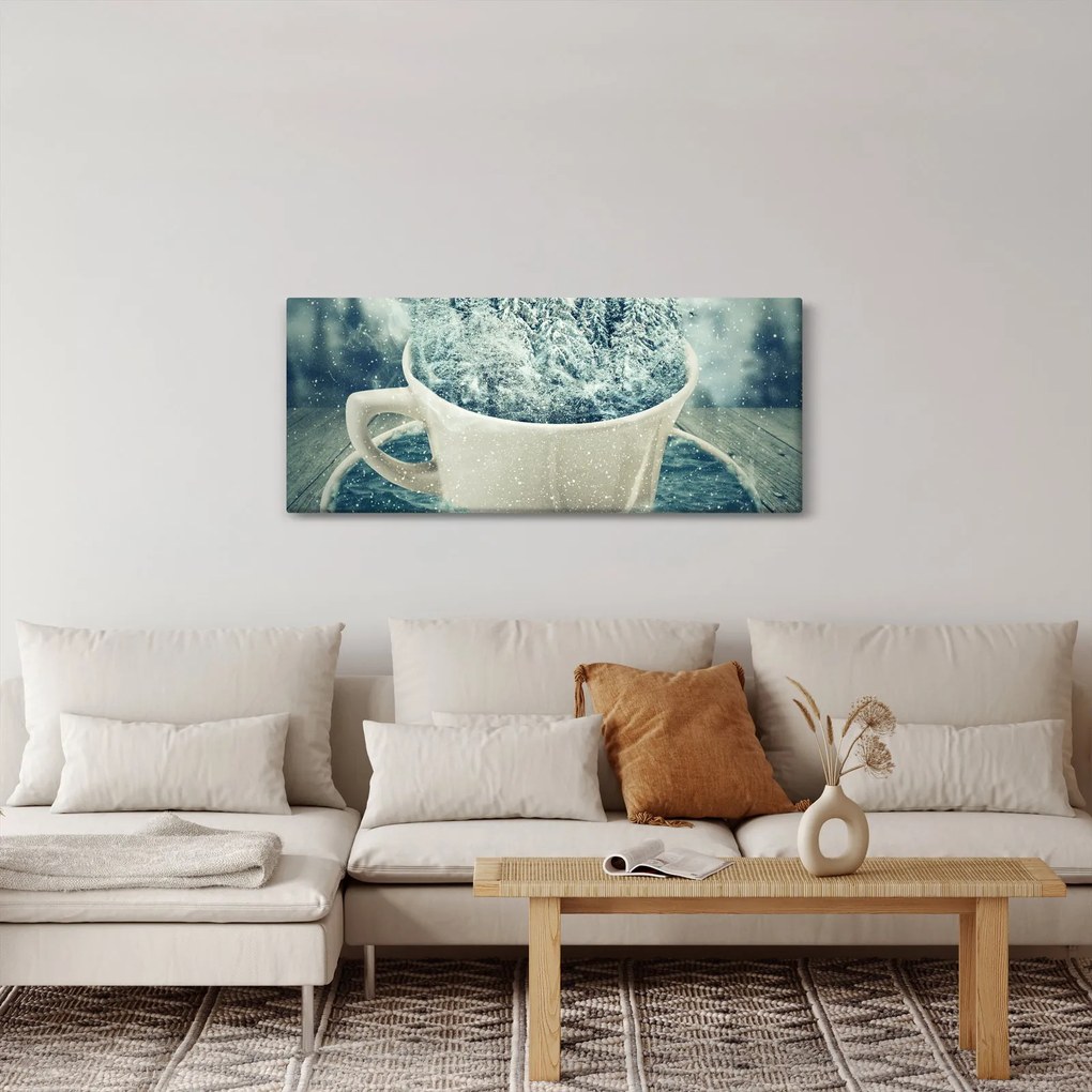 Tablou - Lumea de iarnă într-o căniță (120x50 cm)