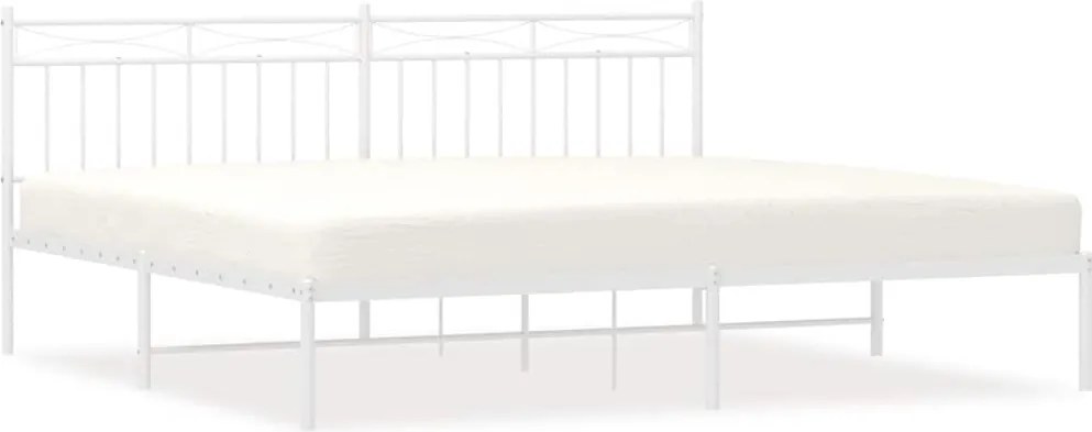 vidaXL Cadru de pat metalic cu tăblie, alb, 193x203 cm