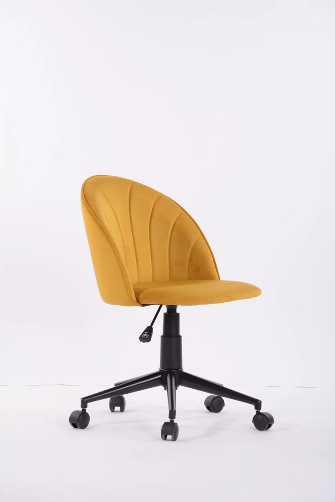 Scaun de birou - tapiterie catifea galbena