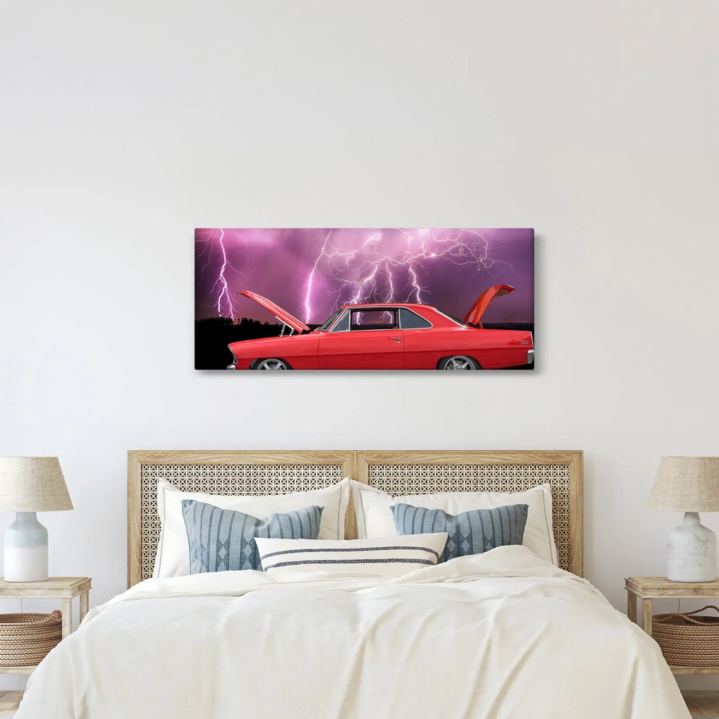 Tablou cu mașina roșie (120x50 cm)
