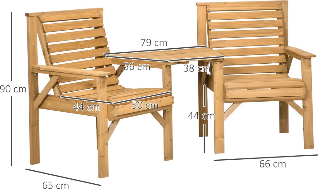 Outsunny Set bistro 3 piese din lemn rezistent la intemperii, set mobilier de grădină cu design cu lamele, orificiu pentru umbrelă Maro | Aosom Romania