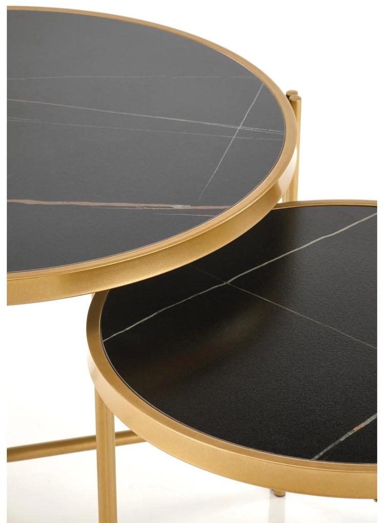 Set 2 buc. măsuțe de cafea Fantoma (marmură negru + auriu). 1092440