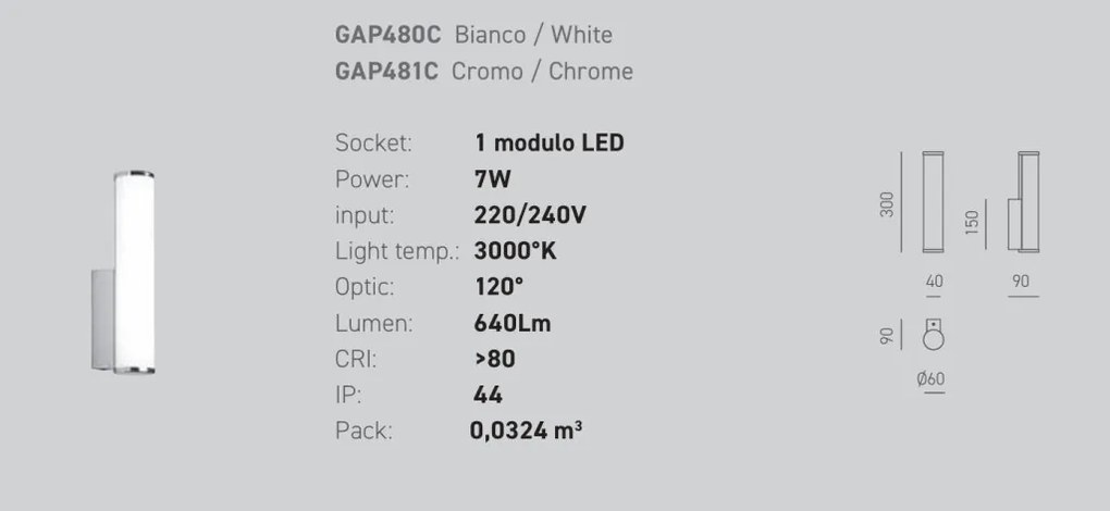 Aplica de perete LED pentru oglinda baie IP44 Polar alb