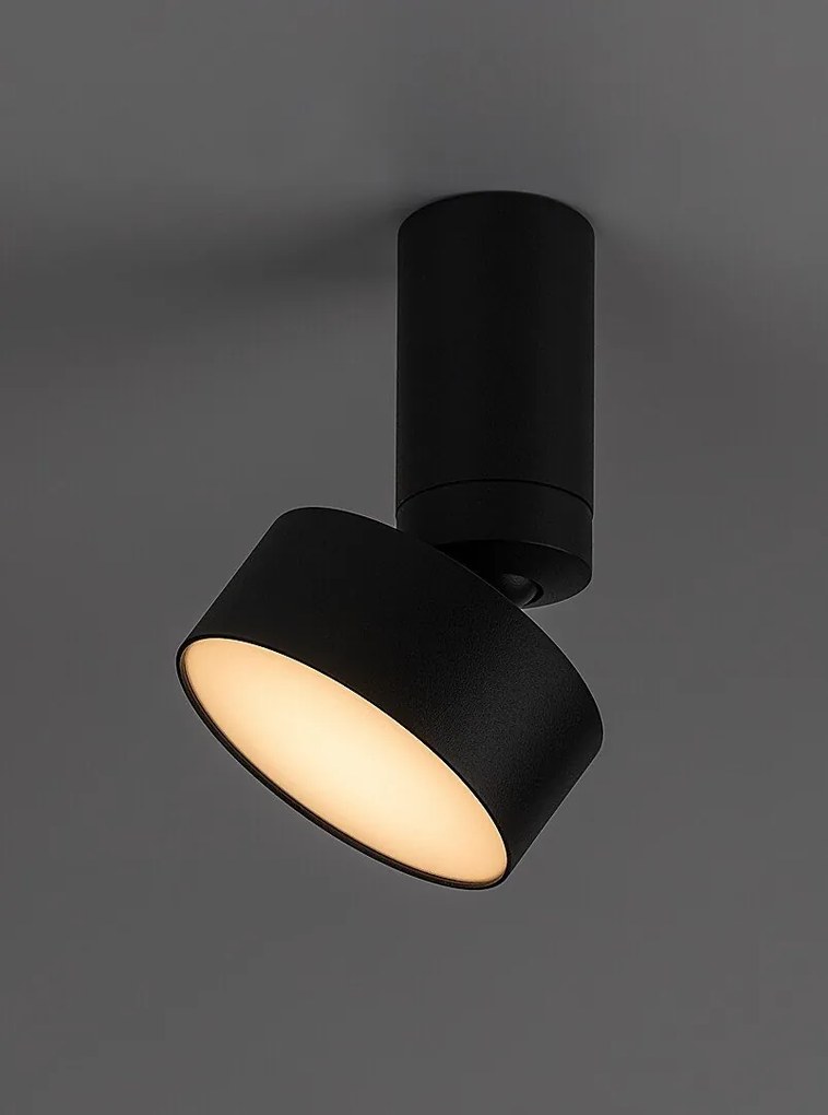 Plafoniera LED tip spot aplicat din metal negru reglabila Ovidia D-11cm