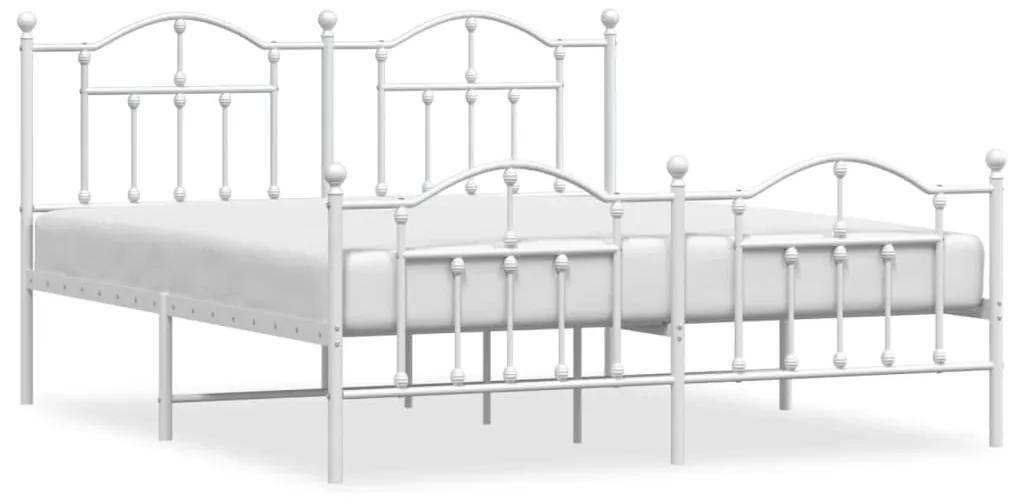 353510 vidaXL Cadru de pat metalic cu tăblie de cap/picioare, alb, 180x200 cm