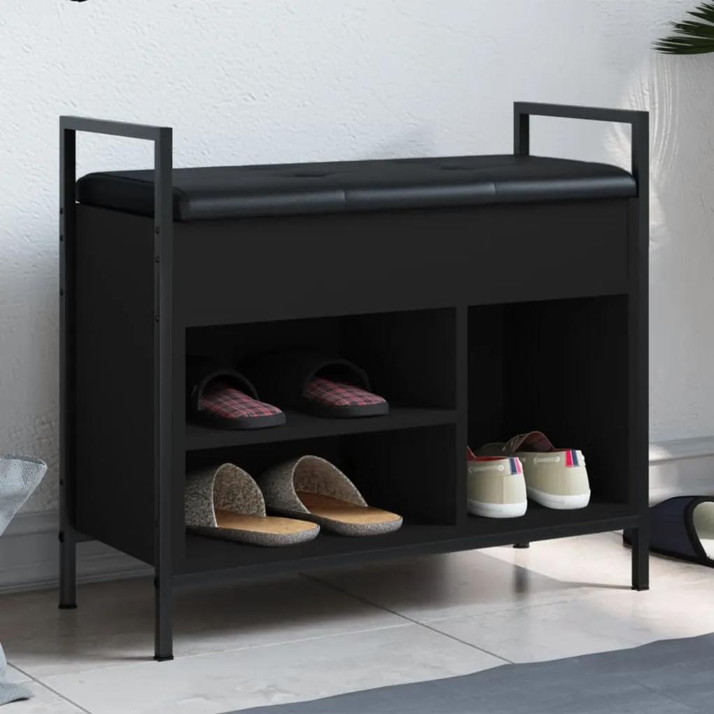 Banca de pantofi, negru, 65,5x32x57,5 cm, lemn prelucrat