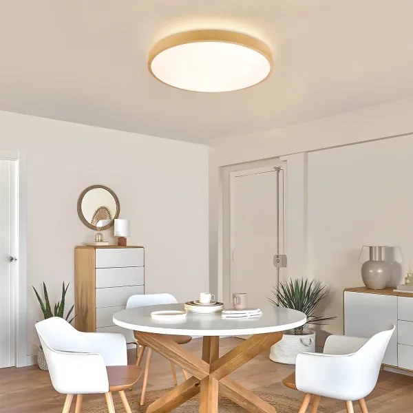 Brilagi-LED Corp de iluminat dimabil GLASS POOL DOUBLE LED/60W/230V 50 cm, decor lemn + telecomandă