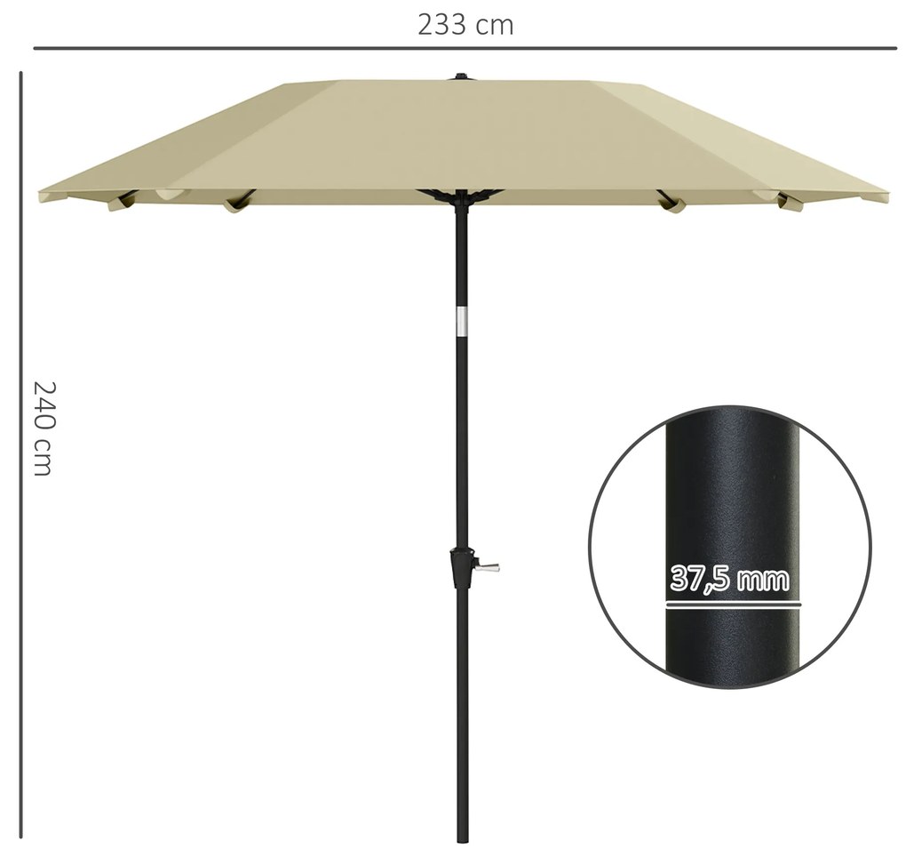 Outsunny Umbrelă de soare de 2,3 m fără bază, umbrelă de terasă reglabilă cu manivelă, poliester, aluminiu, fibră de sticlă, bej | Aosom Romania