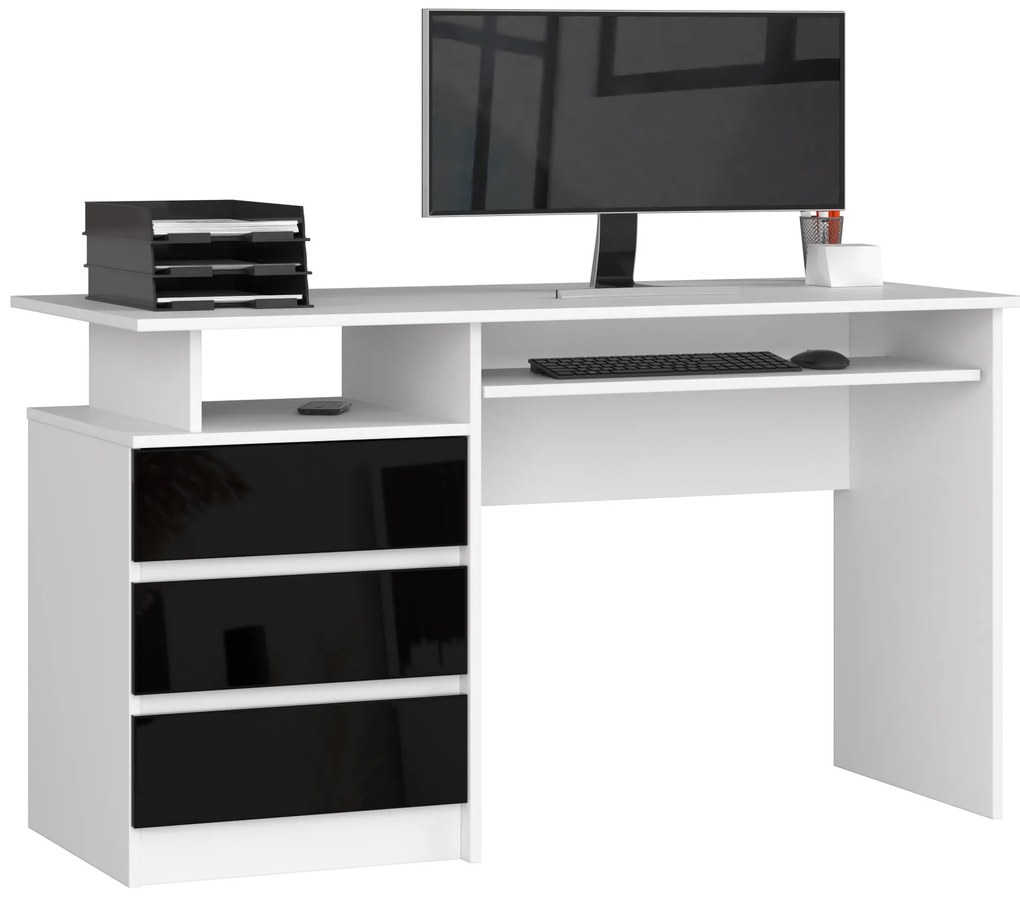 Masă PC Bronte (Alb + negru lucios). 1068810