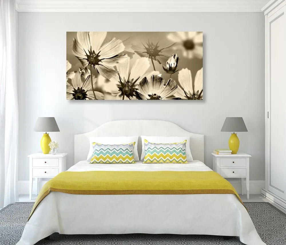 Tablou flori de grădină în design sepia