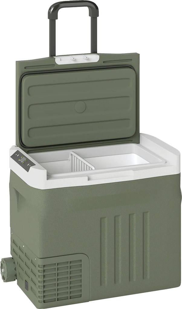 Outsunny Ladă frigorifică electrică portabilă 40 L frigider portabil pentru mașină moduri ECO/MAX mâner telescopic 61x39x49,5cm gri | Aosom Romania