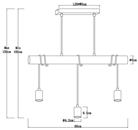 Lustră pe cablu GREGOR 3xE27/60W/230V Globo 15539-3H