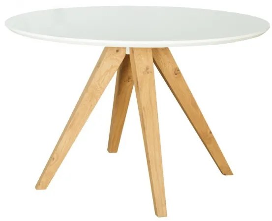 Masa Living Demi, Rotunda, Alb Si Stejar Natur, 115 X 115 X 73 Cm