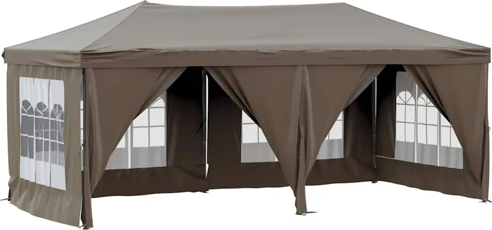 vidaXL Cort pliabil pentru petrecere pereți laterali, gri taupe, 3x6 m