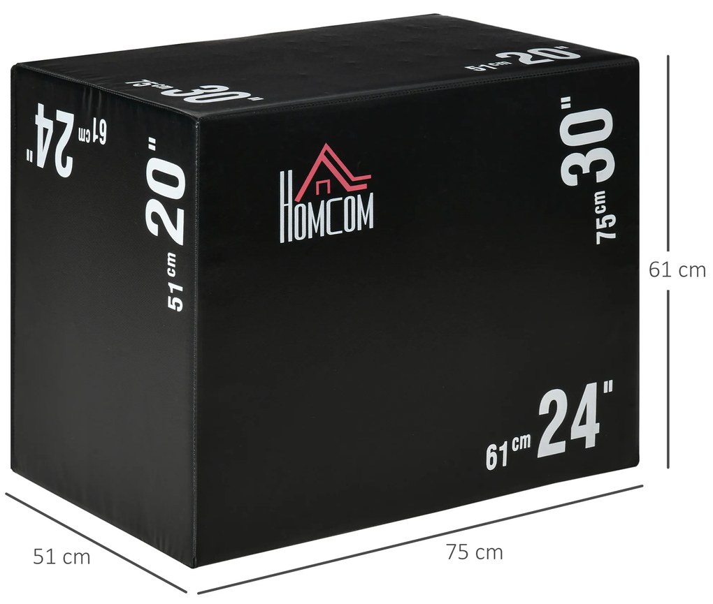 HOMCOM Cutie Pliometrică Multifuncțională 3 în 1, Antrenament CrossFit, MMA, Fitness Acasă sau la Sala, 76x51x61cm | Aosom Romania
