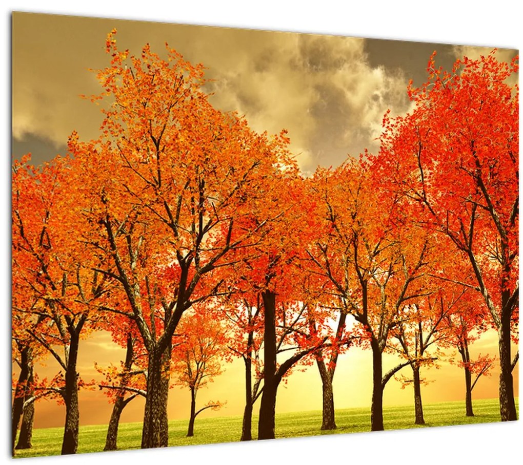 Tablou pe sticlă - Toamna (70x50 cm)