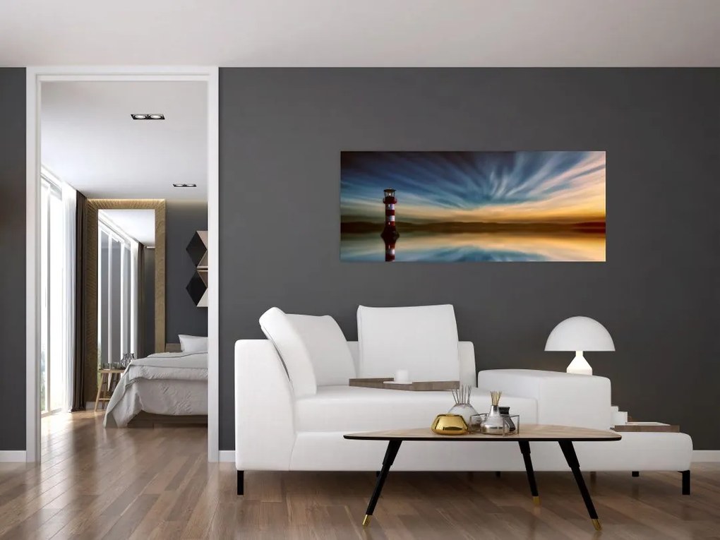 Tablou cu farul în mare (120x50 cm)