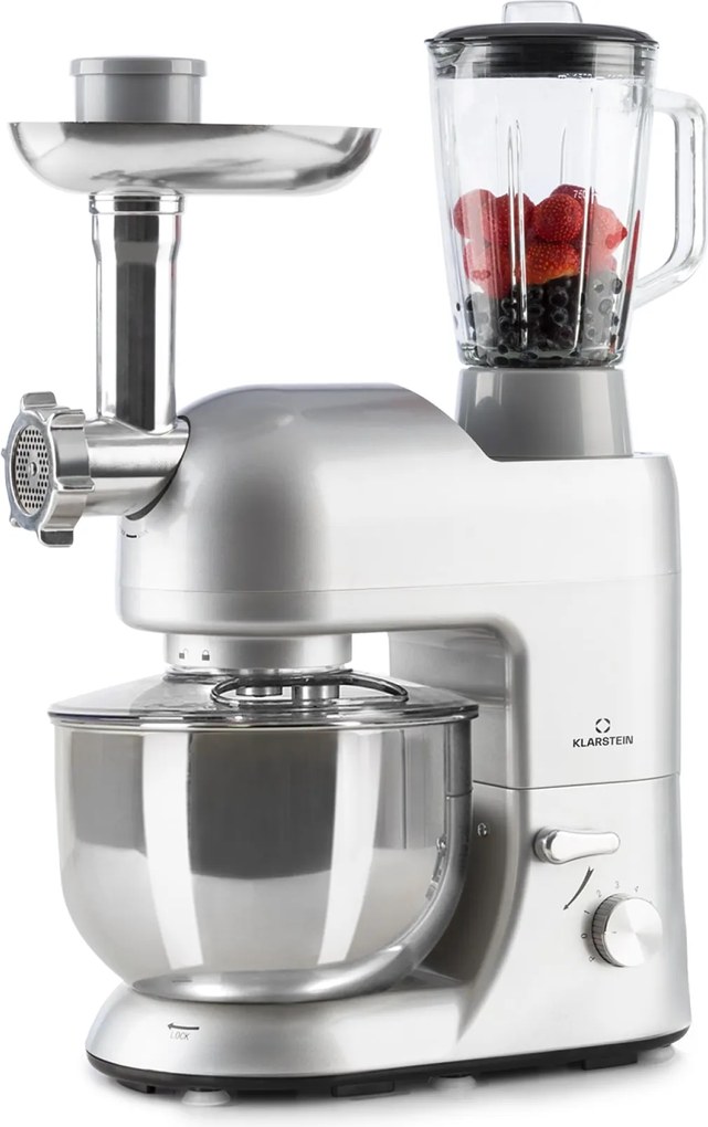 Klarstein Lucia, robot de bucatarie, 3 in 1, 1800 W / 2,7 PS, 5l, otel inoxidabil, fara BPA