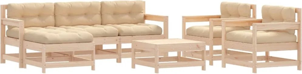 vidaXL Set mobilier de grădină cu perne, 7 piese, lemn masiv