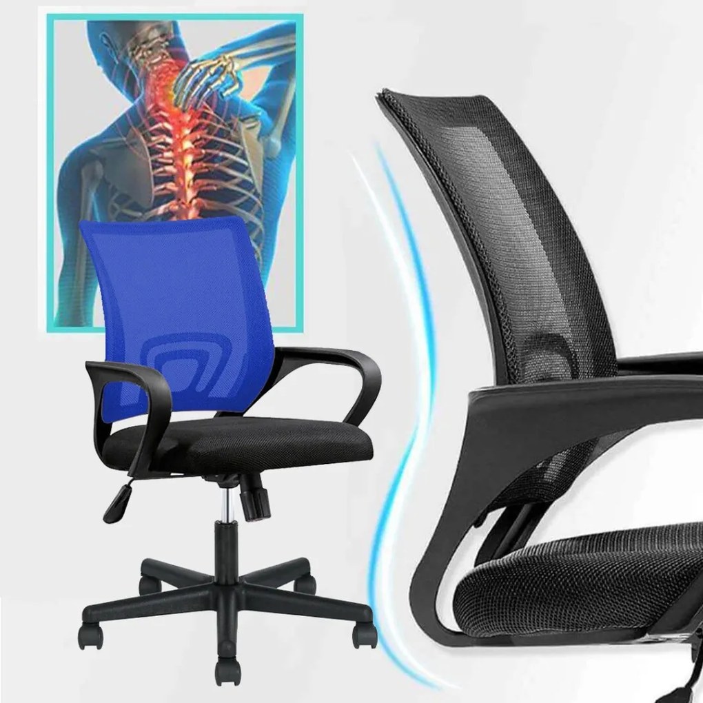 Scaun de birou rotativ cu cotiere-negru