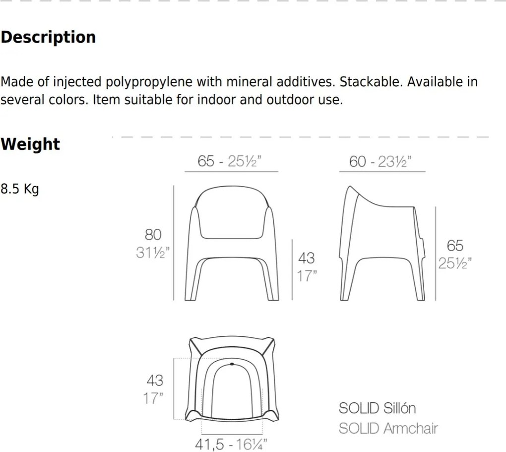 Set de 4 Scaune moderne de exterior / interior design premium SOLID ARMCHAIR 55027 Vondom