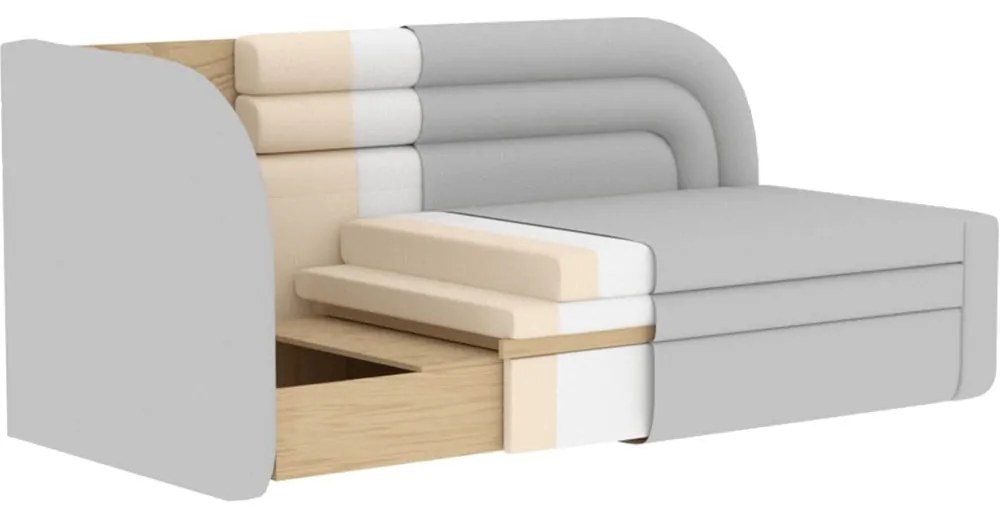 Canapea crem extensibilă/cu spațiu de depozitare cu tapițerie din țesătură bouclé cu colț pe partea stângă 223 cm Fabillo – ELTAP