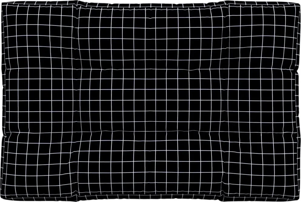 vidaXL Pernă de paleți, negru carouri, 120x80x12 cm, textil
