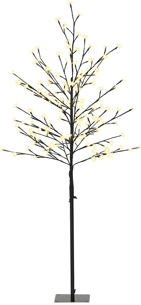 HOMCOM Lumină Copac Cireș cu 150 LED-uri Lampă Decorativă Floare de Cireș pentru Interior 17x17x150 cm Negru | Aosom Romania