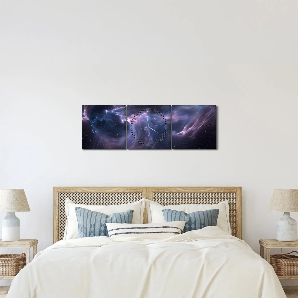 Tablou - Nebuloasa spațială (cu ceas) (90x30 cm)