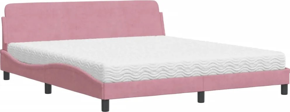 vidaXL Pat cu saltea, Dover, roz, 180x200 cm, catifea