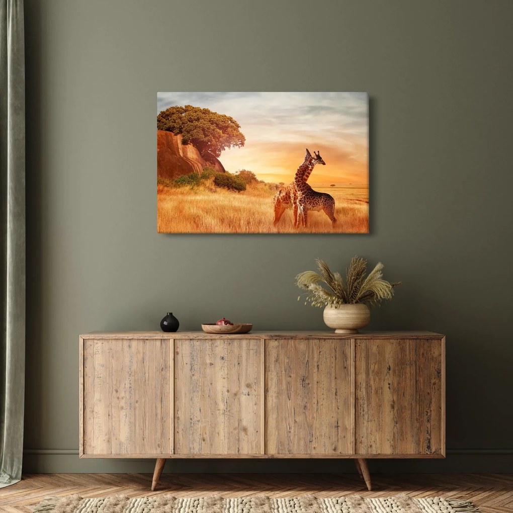 Tablou Girafe în Africa (90x60 cm)