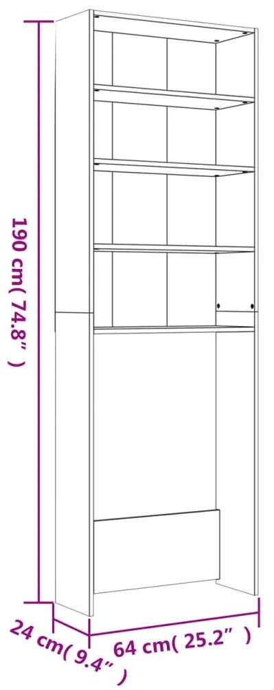 Dulap masina de spalat, gri beton, 64x24x190 cm Gri beton