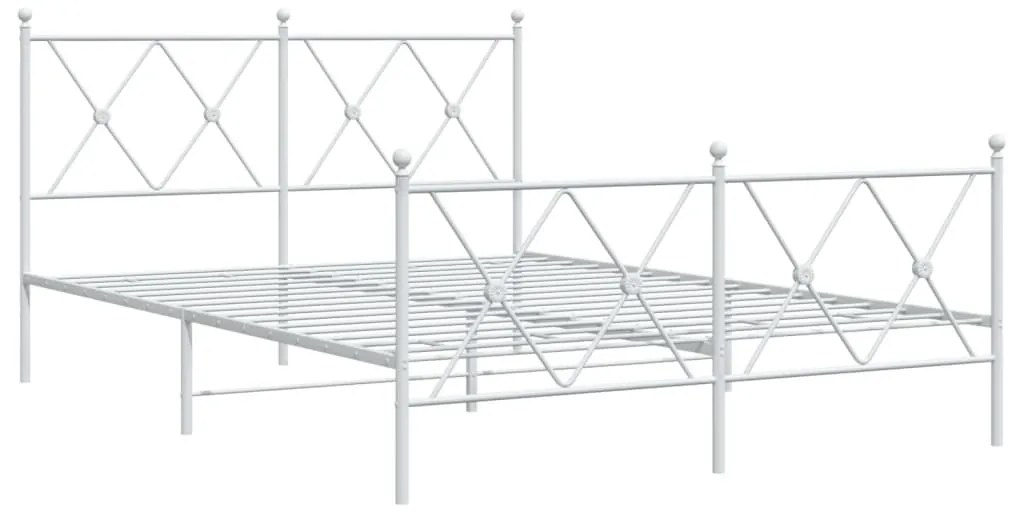376569 vidaXL Cadru de pat metalic cu tăblie de cap/picioare, alb, 140x190 cm
