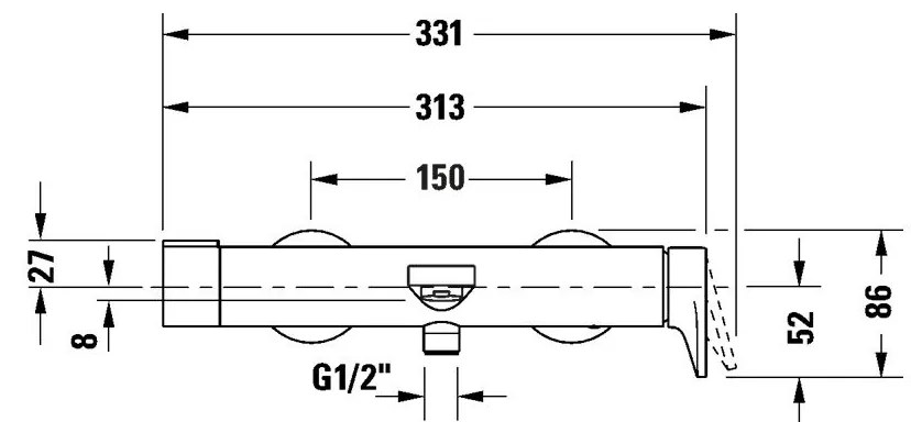 Duravit Tulum baterie cada-dus perete crom TU5230000010