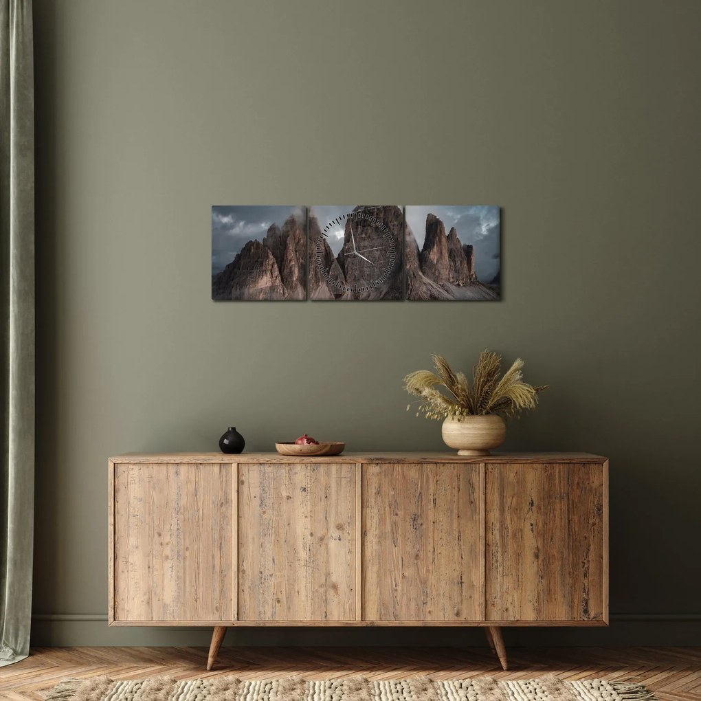 Tablou - Trei Dinți, Dolomiți Italieni (cu ceas) (90x30 cm)