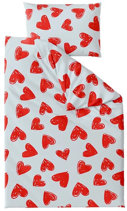 Lenjerie de pat din bumbac WARM HEART albastru deschis Dimensiune lenjerie de pat: 2 buc 70 x 90 cm | 200 x 220 cm