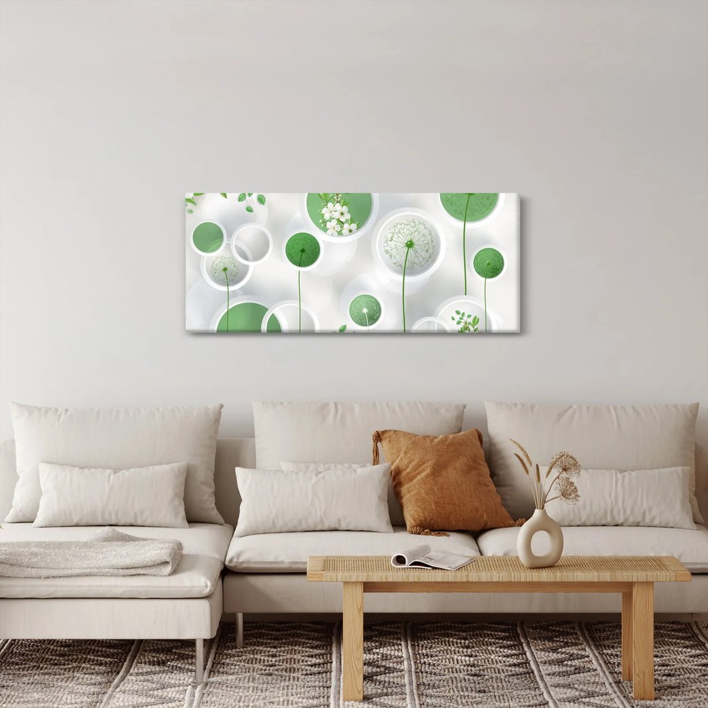 Tablou - Flori în cercuri (120x50 cm)