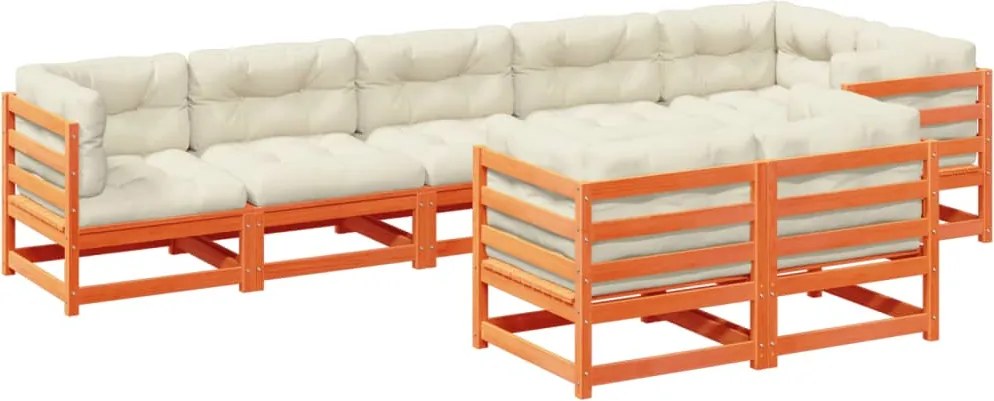 vidaXL Set canapele grădină cu perne, 8 piese, maro, lemn masiv de pin