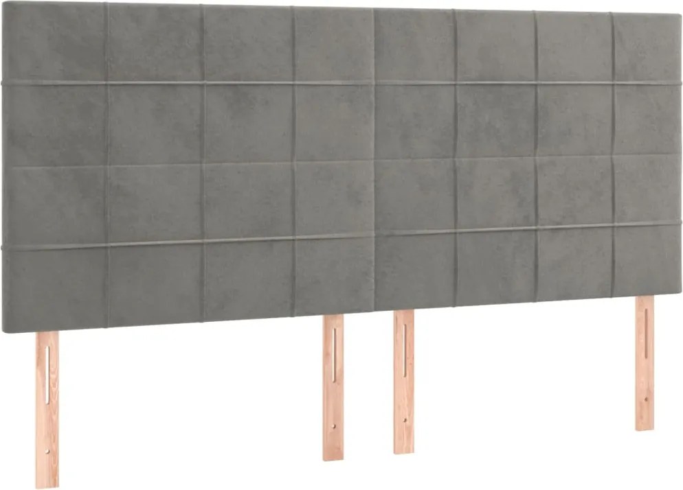 vidaXL Tăblie de pat gri deschis 180x5x118/128 cm catifea