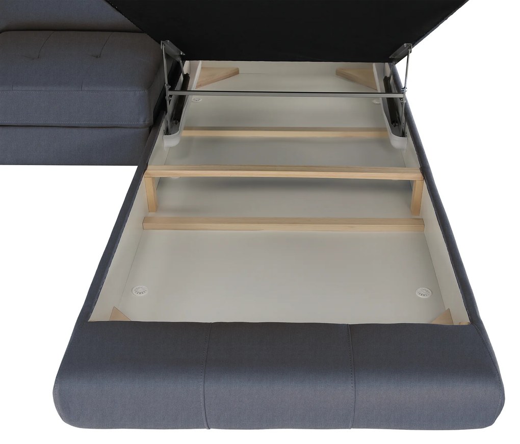 Set canapea cu spaţiu de depozitare, gri, dreapta, BUTON R