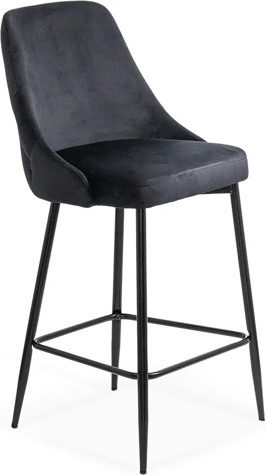 Scaun de bar Napoli, negru, catifea