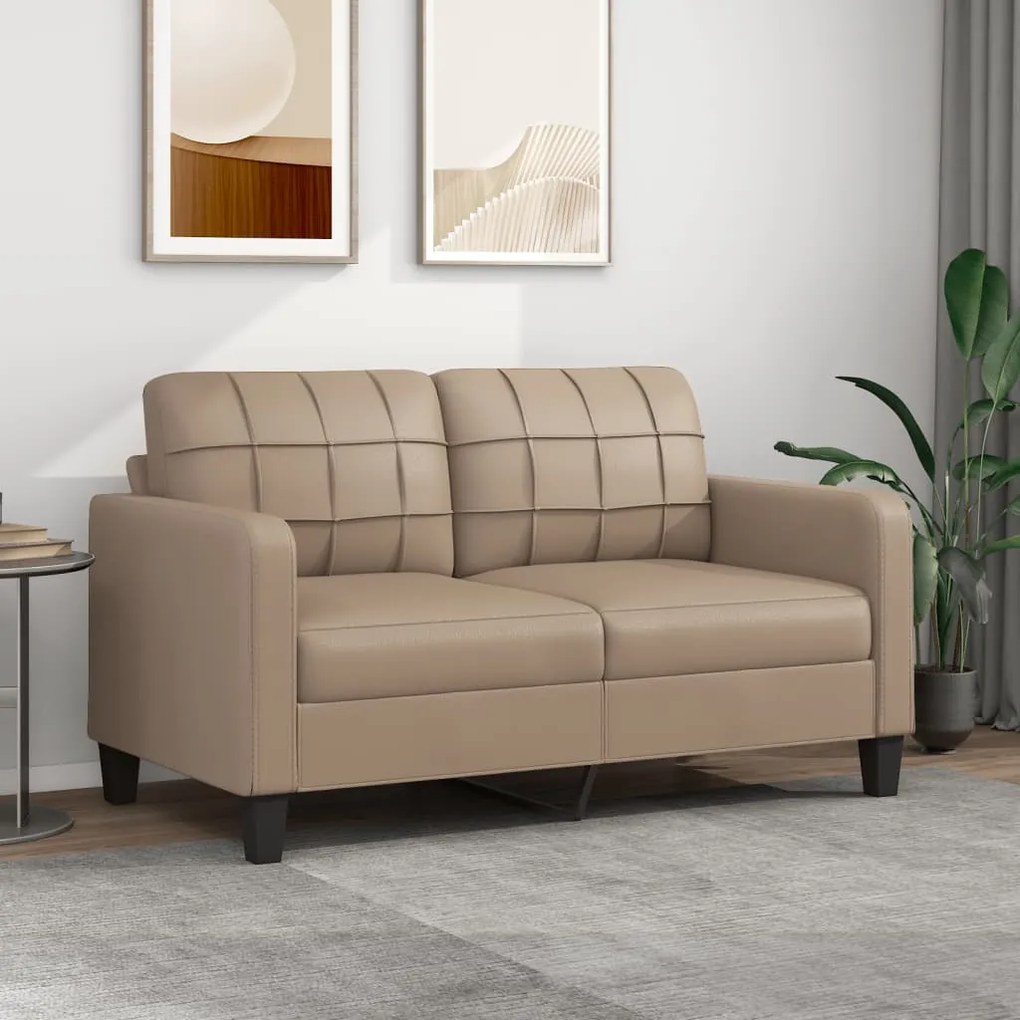 359121 vidaXL Canapea cu 2 locuri, cappuccino, 140 cm, piele ecologică