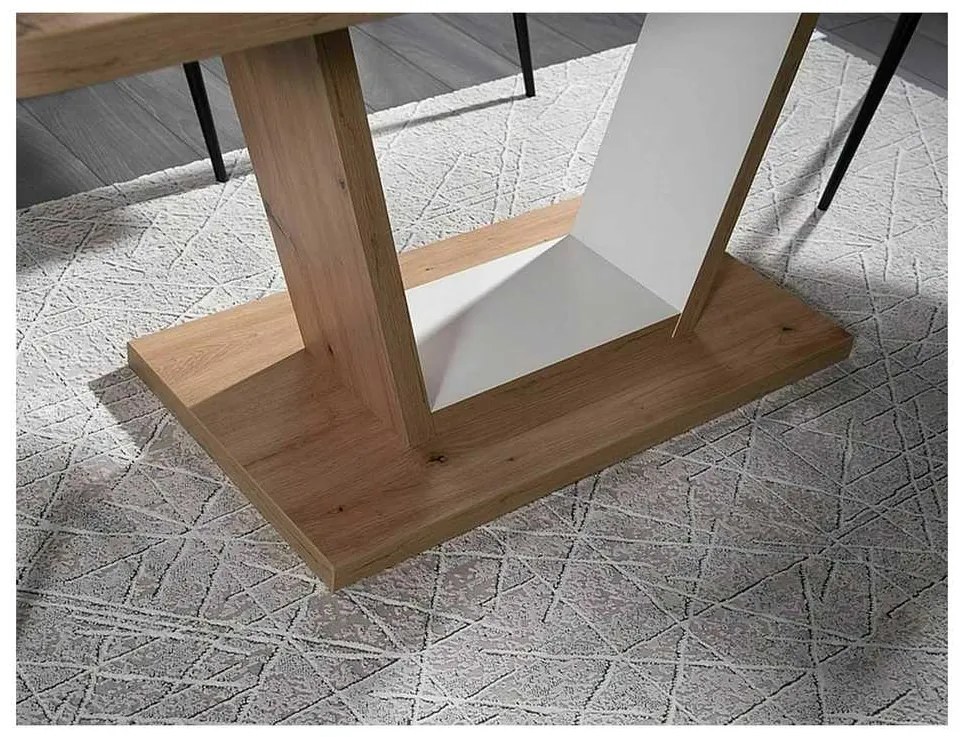 Masă de bucătărie Levin, stejar artisan / alb
