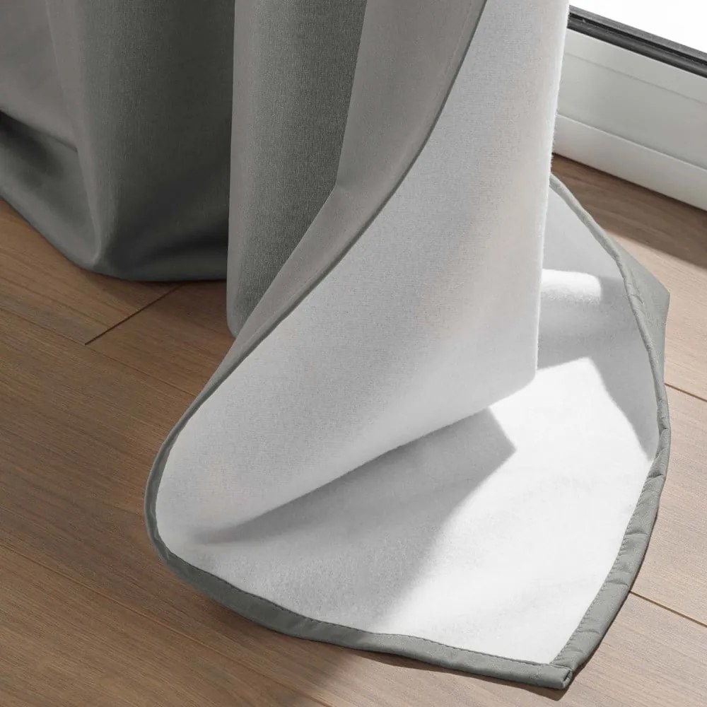 Draperie gri termoizolantă din microfibră 135x260 cm Micropolar – douceur d'intérieur