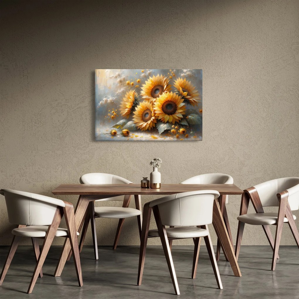Tablou - Pictură cu floarea-soarelui (90x60 cm)