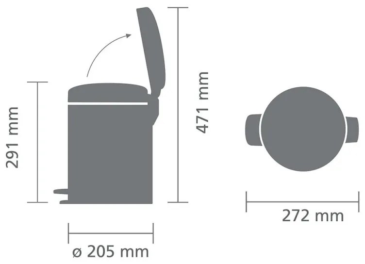 Cos de gunoi cu pedala Brabantia NewIcon 1008841, 5 L, Inchidere lina, Baza antiderapanta, Finisaj satinat, Maro