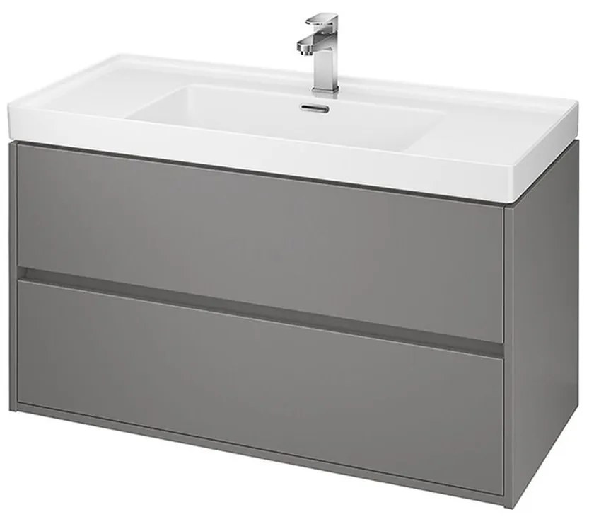 Dulap baie suspendat Cersanit Crea pentru lavoar incastrabil, 100 cm, gri