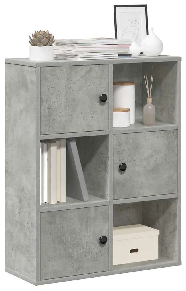 vidaXL Bibliotecă, gri beton, 60x24x76,5 cm, lemn prelucrat